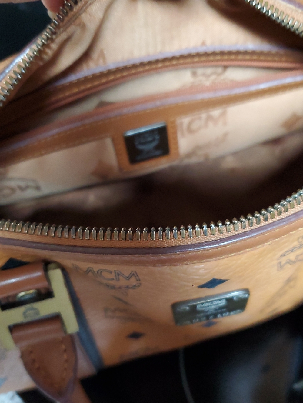 MCM Cognac Visetos Satchel Bag - Picture 5 of 11